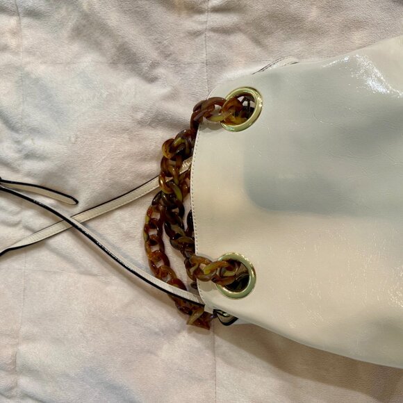 FRANCES VALENTINE Crinkled Leather Skip Tote Bag In Oyster - Picture 3 of 7